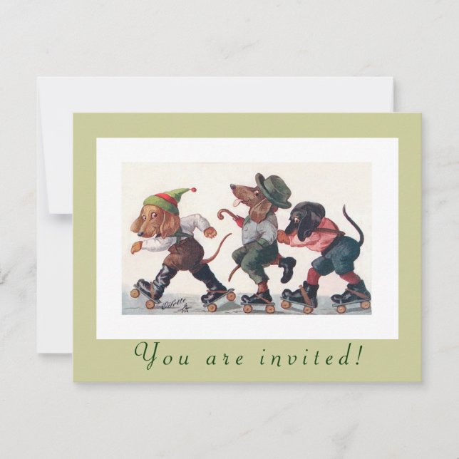 Invitación Animales divertidos patinadores del fiesta del (Anverso)