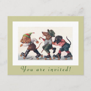 Invitación Animales divertidos patinadores del fiesta del
