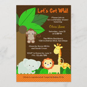 Invitación Animales dulces y dulces de la jungla bebé Baby Sh