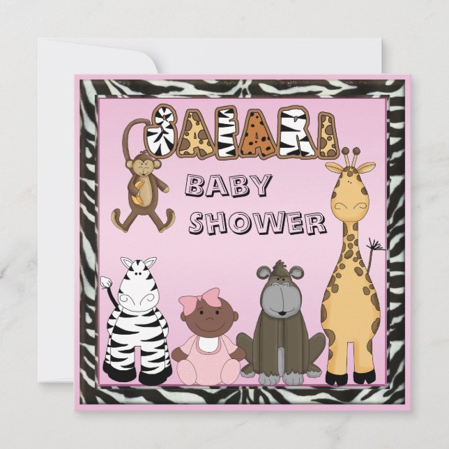 Invitación Animales étnicos Baby Shower de la niña y del (Anverso)