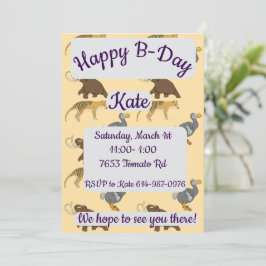 Invitación Animales Extintos Feliz Cumpleaños