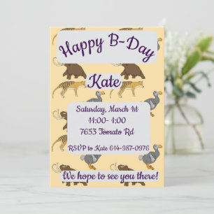 Invitación Animales Extintos Feliz Cumpleaños