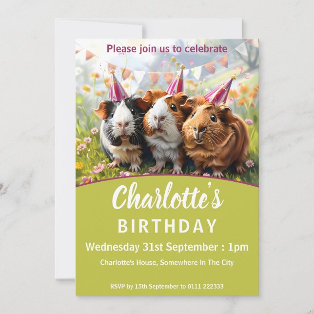 Invitación Animales fiestas - 3 Fiesta de cumpleaños de cerdo (Anverso)