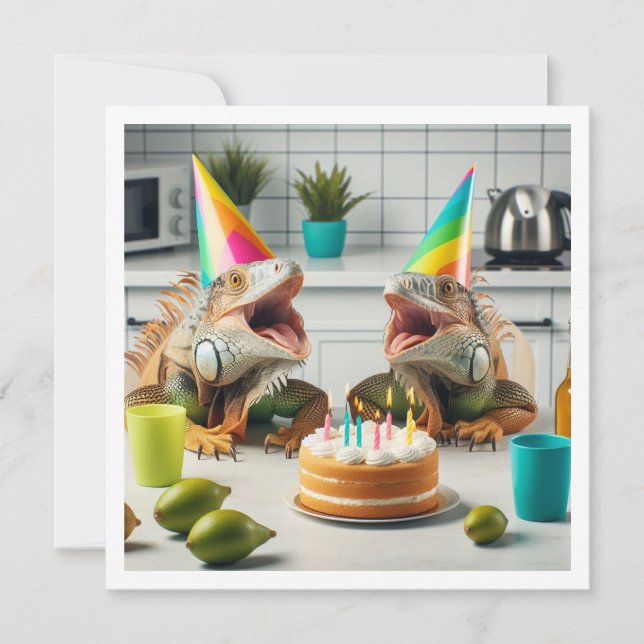 Invitación Animales fiestas de iguana, cumpleaños de reptil (Anverso)