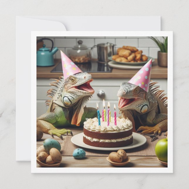 Invitación Animales fiestas de iguana, cumpleaños de reptil (Anverso)