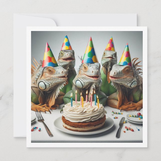Invitación Animales fiestas de iguana, cumpleaños de reptil (Anverso)