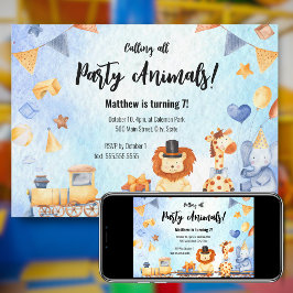 Invitación Animales fiestas en la fiesta de cumpleaños de la 