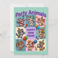 Animales fiestas "Feliz Año Nuevo"