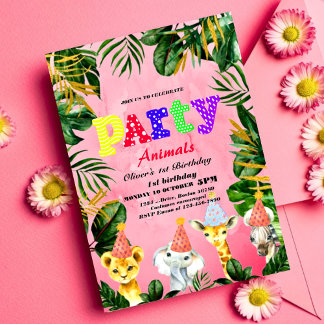Invitación Animales fiestas Fiesta de cumpleaños de Chica ros