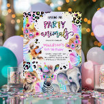 Invitación Animales fiestas Fiesta de cumpleaños de Chica ros<br><div class="desc">Fiesta Animales Salvajes Safari Chica Rosa Invitación a fiesta de cumpleaños Todos los diseños son © PIXEL PERFECTION FIESTA LTD</div>