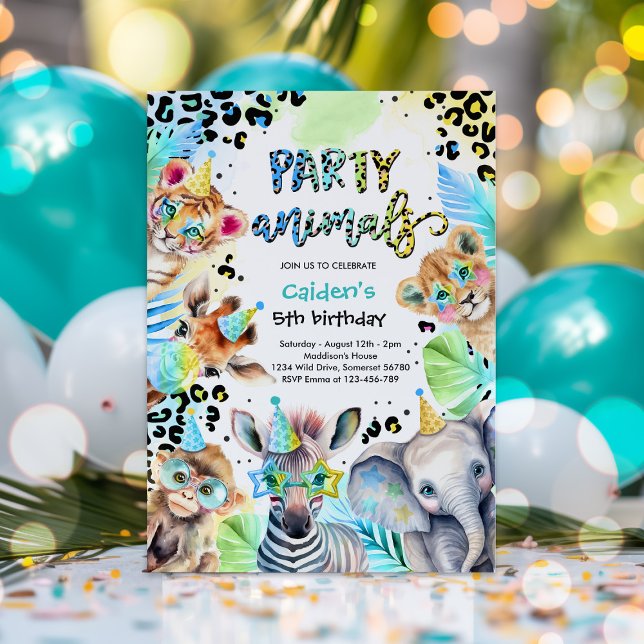 Invitación Animales fiestas Fiesta de cumpleaños de Safari Bl (Subido por el creador)