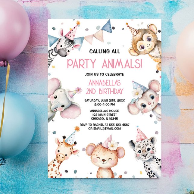 Invitación animales fiestas fiesta de cumpleaños del chica sa (Subido por el creador)