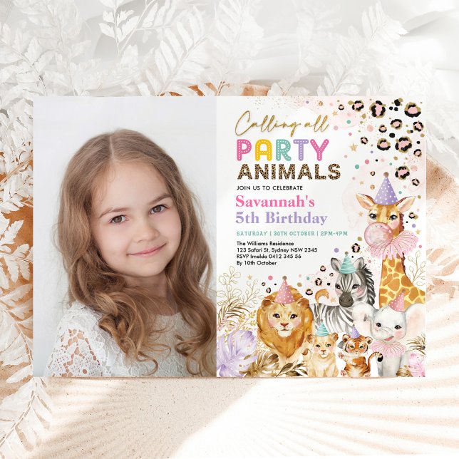Invitación Animales Fiestas Girly jungla fiesta de cumpleaños (Subido por el creador)