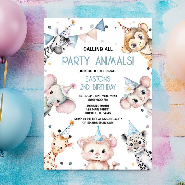 Invitación animales fiestas linda fiesta de cumpleaños de chi (Subido por el creador)