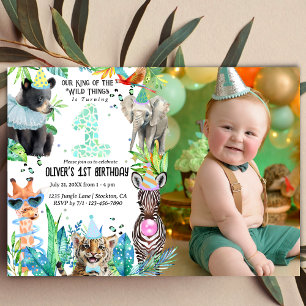 Invitación Animales fiestas Nacimiento Safari tropical