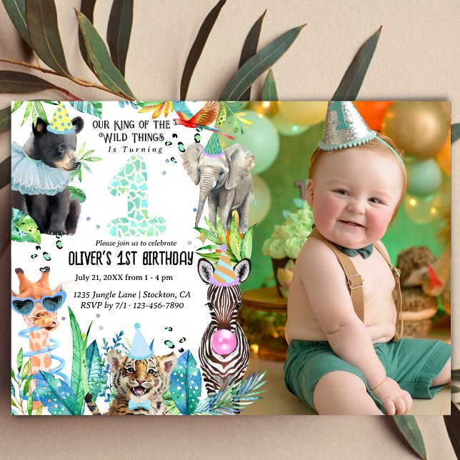 Invitación Animales fiestas Nacimiento Safari tropical (Subido por el creador)