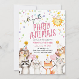 Invitación Animales Fiestas rosados en Gorras Fiestas Cumplea