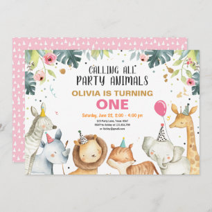 Invitación Animales Fiestas Safari Chicas de oro Animales Cum