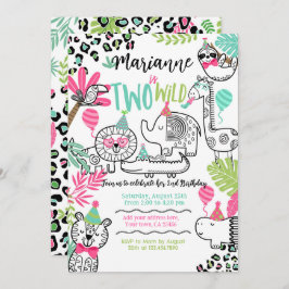 Invitación Animales fiestas, Safari de la Selva Segundo Cumpl