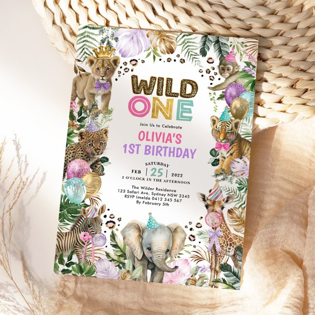 Invitación Animales fiestas Salvajes Un Aniversario De Safari (Subido por el creador)