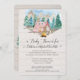 Invitación Animales forestales de ciervo osos con Baby Shower