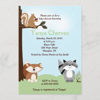 Invitación Animales forestales encantados Woodland Baby Showe