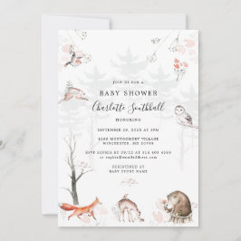 Invitación Animales forestales guión de Baby Shower moderno