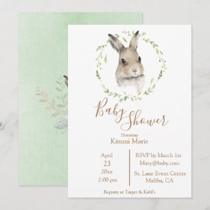 Invitación Animales Forestales Guión de Conejo Conejo Bebé ac