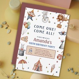 Invitación Animales juguetones Circus Parade Fiesta de cumple