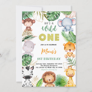Invitación Animales jungla Safari salvaje Fiesta de un cumple