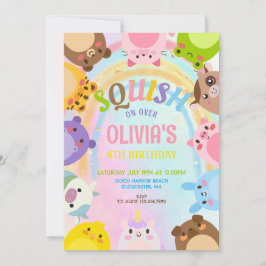 Invitación Animales lindos Aplasta arcoíris Fiesta de cumplea