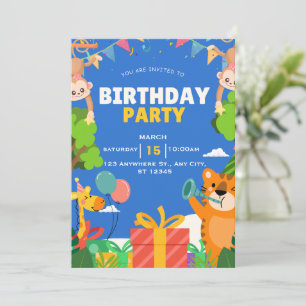 Invitación Animales Lindos de Safari de la Jungla Fiesta de C