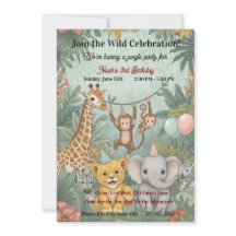 Animales lindos de safari en la selva cumpleaños s