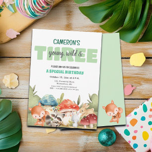 Invitación Animales Lindos del Bosque Cumpleaños 3 