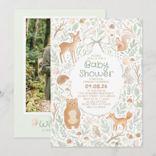 Invitación Animales Lindos del Bosque Foto de Baby Shower For