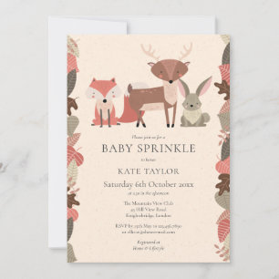 Invitación Animales Lindos del Bosque para Baby Sprinkle Show