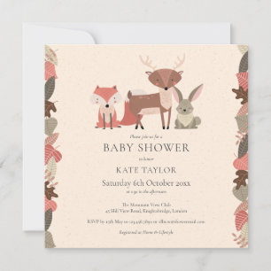 Invitación Animales Lindos del Bosque Sprinkle para Baby Show