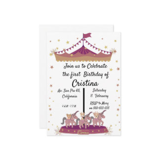 Invitación Animales lindos pony de circo