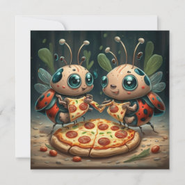 Invitación Animales lindos y divertidos comiendo pizza ideas 