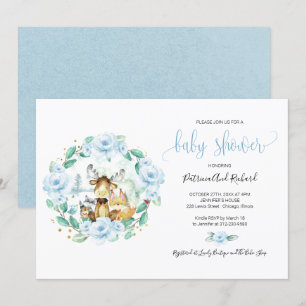 Invitación Animales Llorones Florales De Bosque Duce Fiesta D