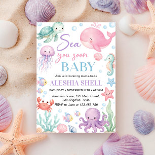 Invitación Animales Marinos Adorables Te Veremos Pronto Baby