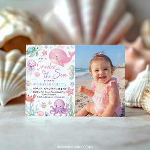 Invitación Animales Marinos Lindos Cumpleaños Debajo Del Mar 