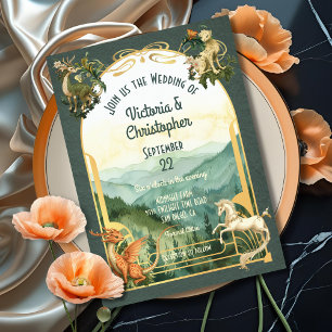 Invitación Animales míticos Criaturas forestales Boda Dragón