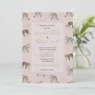 Invitación Animales modernos de la selva de leopardo rosa