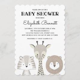 Invitación Animales Modernos de la Selva Safari Baby Shower J