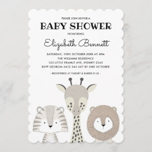 Invitación Animales Modernos de la Selva Safari Baby Shower J