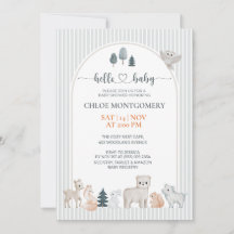 Animales modernos del bosque neutral boho baby sho