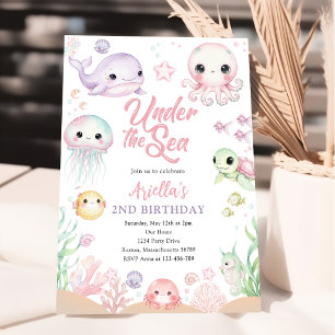 Invitación Animales Oceánicos Bajo el Mar