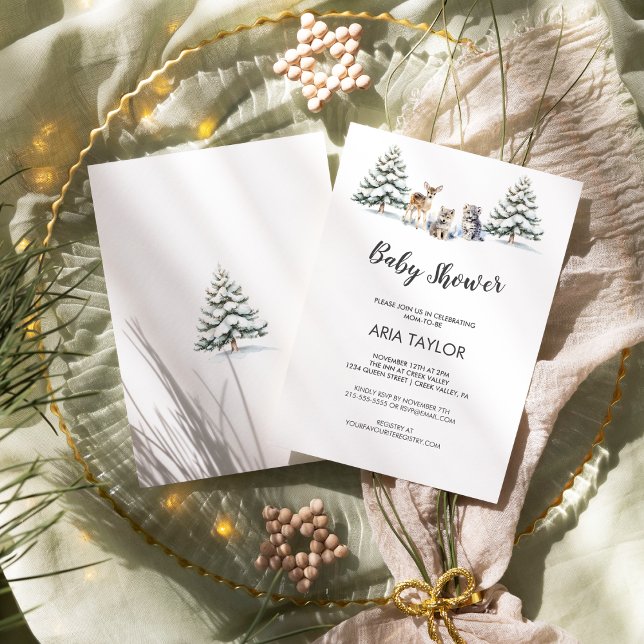 Invitación Animales para bebés en Woodland de invierno|Baby S (Subido por el creador)