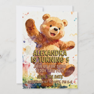 Invitación Animales para Cumpleaños de Niños - Osito de Peluc